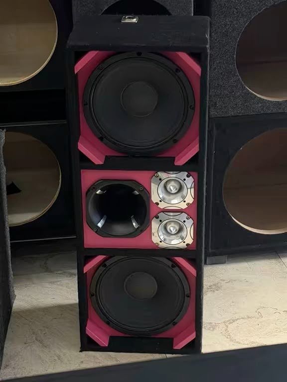 Custom finished subwoofer and tweeter enclosure